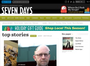 How sevendaysvt.com looks like on a tablet such as an iPad.