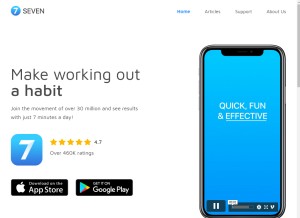 How sevenworkouts.com looks like on a tablet such as an iPad.