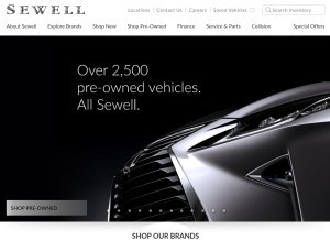 How sewell.com looks like on a tablet such as an iPad.