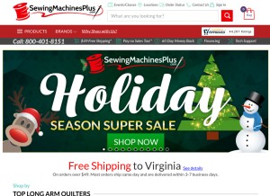 How sewingmachinesplus.com looks like on a tablet such as an iPad.