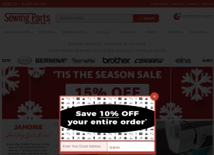 How sewingpartsonline.com looks like on a tablet such as an iPad.