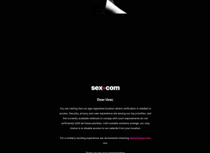 How sex.com looks like on a tablet such as an iPad.