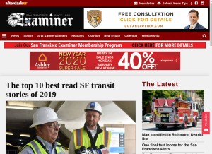 How sfexaminer.com looks like on a tablet such as an iPad.