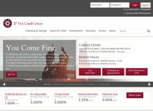 How sffirecu.org looks like on a tablet such as an iPad.