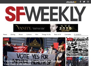 How sfweekly.com looks like on a tablet such as an iPad.