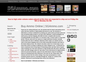 How sgammo.com looks like on a tablet such as an iPad.