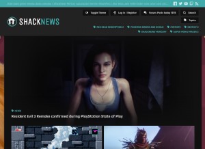 How shacknews.com looks like on a tablet such as an iPad.