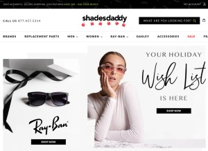 How shadesdaddy.com looks like on a tablet such as an iPad.