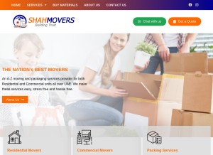 How shahmovers.com looks like on a tablet such as an iPad.