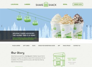 How shakeshack.com looks like on a tablet such as an iPad.