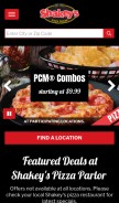 How shakeys.com looks like on a mobile device such as an iPhone.