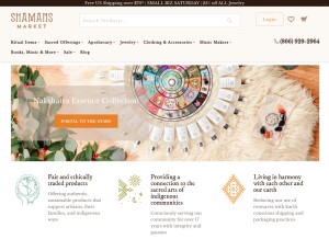 How shamansmarket.com looks like on a tablet such as an iPad.