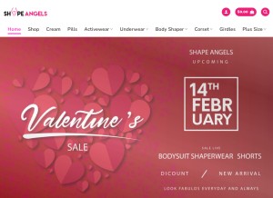 How shapeangels.com looks like on a tablet such as an iPad.