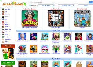 How share-games.com looks like on a tablet such as an iPad.