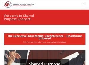 How sharedpurposeconnect.com looks like on a tablet such as an iPad.