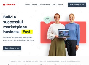 How sharetribe.com looks like on a tablet such as an iPad.