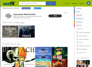 How sharetv.com looks like on a tablet such as an iPad.