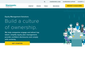 How shareworks.com looks like on a tablet such as an iPad.