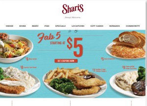 How sharis.com looks like on a tablet such as an iPad.