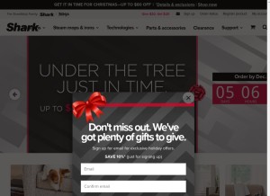 How sharkclean.com looks like on a tablet such as an iPad.