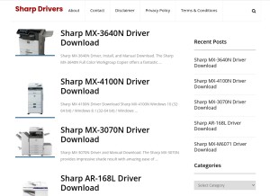 How sharpdrivers.com looks like on a tablet such as an iPad.