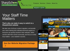 How sharpschool.com looks like on a tablet such as an iPad.