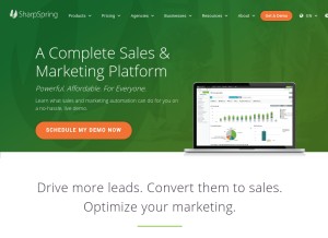 How sharpspring.com looks like on a tablet such as an iPad.