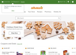 How shaws.com looks like on a tablet such as an iPad.