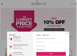 How shebazaar.com looks like on a tablet such as an iPad.