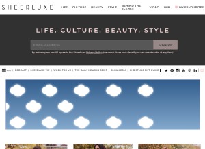 How sheerluxe.com looks like on a tablet such as an iPad.