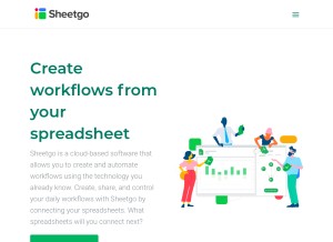 How sheetgo.com looks like on a tablet such as an iPad.