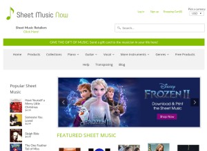 How sheetmusicnow.com looks like on a tablet such as an iPad.