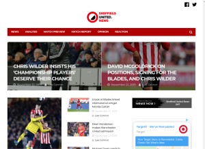 How sheffieldunited.news looks like on a tablet such as an iPad.