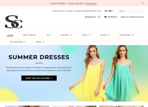 How sheinchic.com looks like on a tablet such as an iPad.