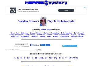 How sheldonbrown.com looks like on a tablet such as an iPad.