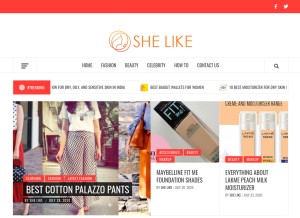 How shelike.in looks like on a tablet such as an iPad.