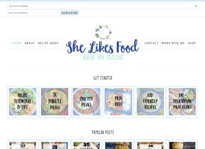 How shelikesfood.com looks like on a tablet such as an iPad.