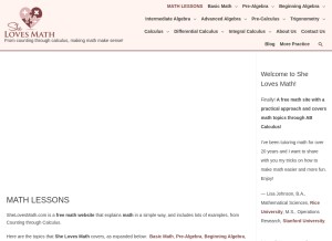 How shelovesmath.com looks like on a tablet such as an iPad.