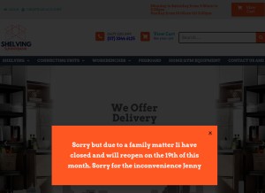 How shelvingsunnybank.com.au looks like on a tablet such as an iPad.