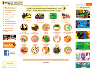How sheppardsoftware.com looks like on a tablet such as an iPad.