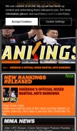 How sherdog.com looks like on a mobile device such as an iPhone.