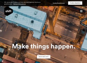 How shift.agency looks like on a tablet such as an iPad.