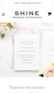 How shineweddinginvitations.com looks like on a mobile device such as an iPhone.