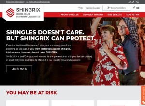 How shingrix.com looks like on a tablet such as an iPad.