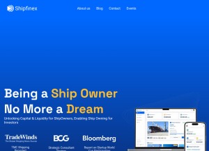 How shipfinex.com looks like on a tablet such as an iPad.