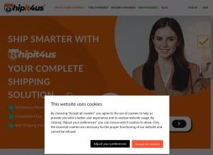 How shipit4us.com looks like on a tablet such as an iPad.