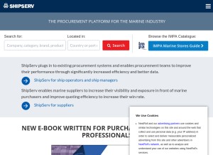 How shipserv.com looks like on a tablet such as an iPad.