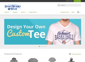 How shirtworkswest.com looks like on a tablet such as an iPad.
