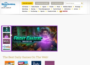 How shockwave.com looks like on a tablet such as an iPad.