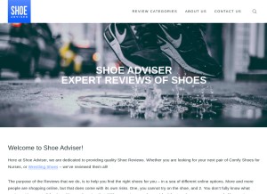 How shoeadviser.com looks like on a tablet such as an iPad.